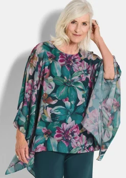 Blusenshirt mit Überwurf aus Chiffon