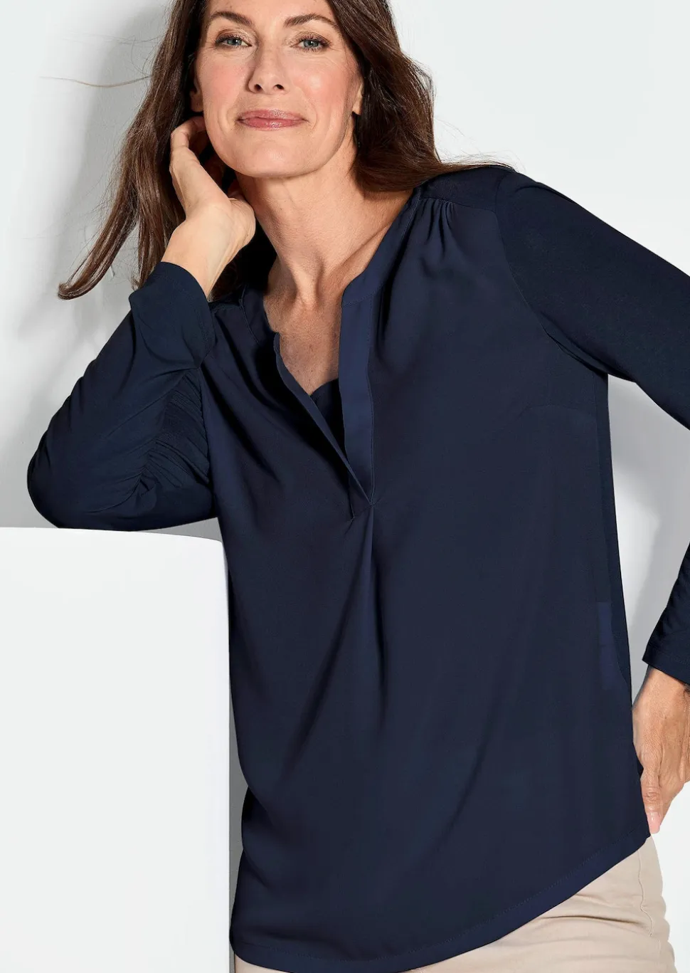 Blusenshirt mit Chiffon-Einsatz