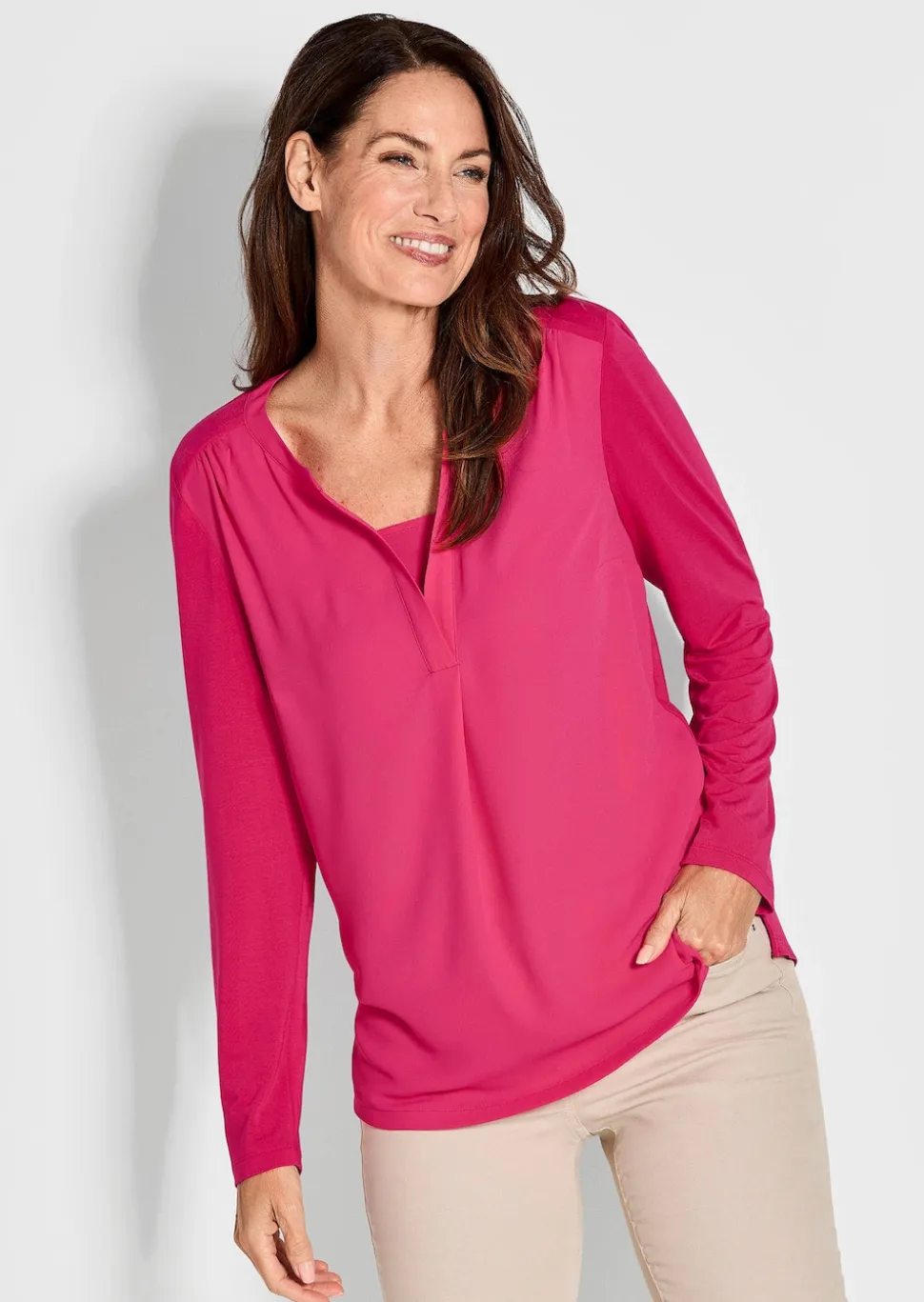 Blusenshirt mit Chiffon-Einsatz