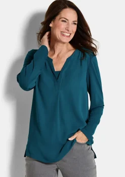 Blusenshirt mit Chiffon-Einsatz