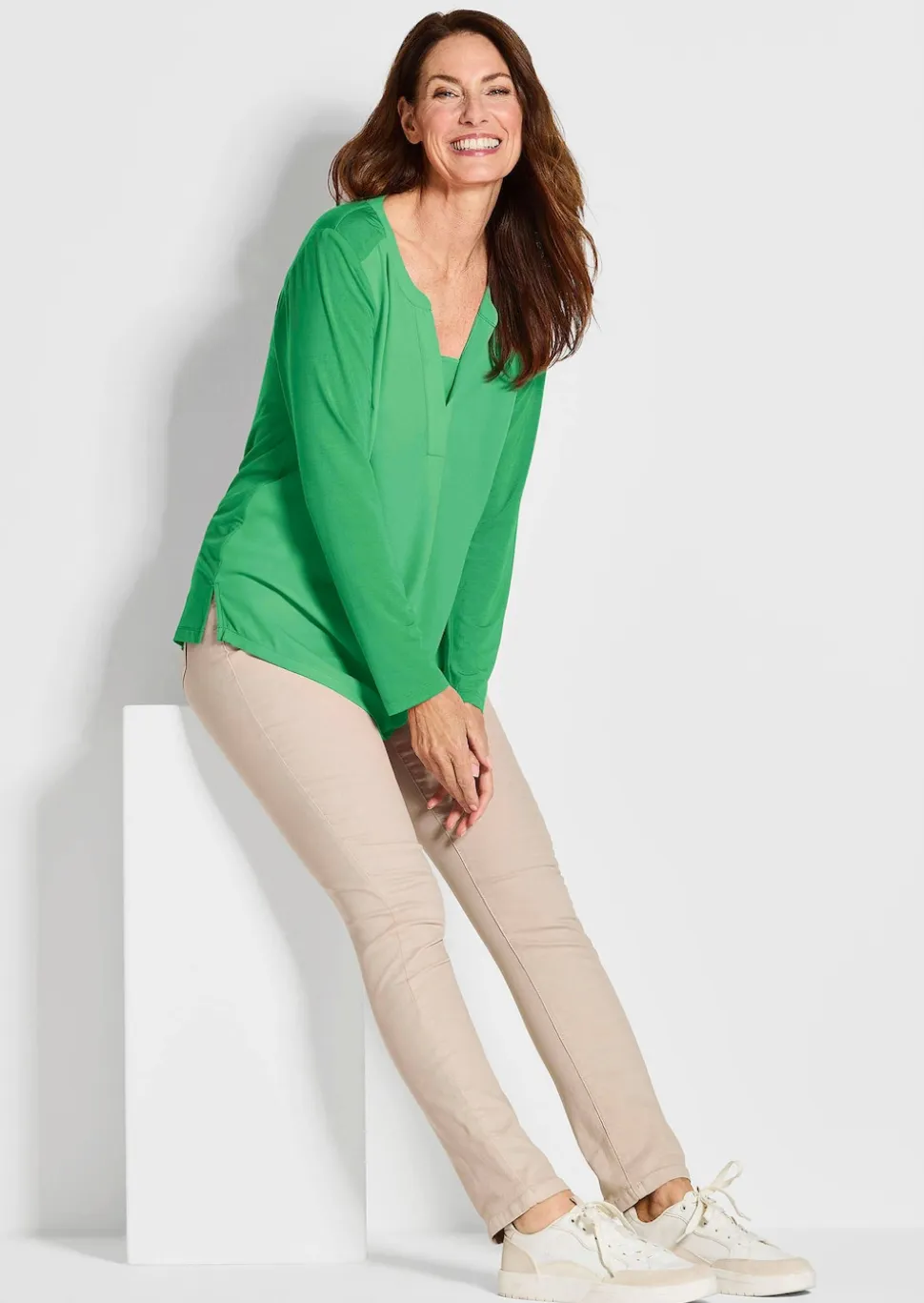 Blusenshirt mit Chiffon-Einsatz