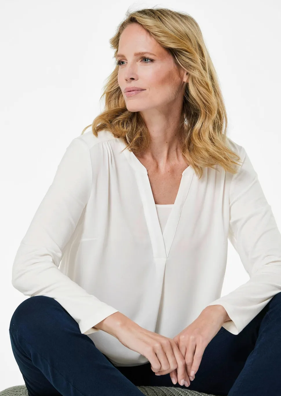 Blusenshirt mit Chiffon-Einsatz