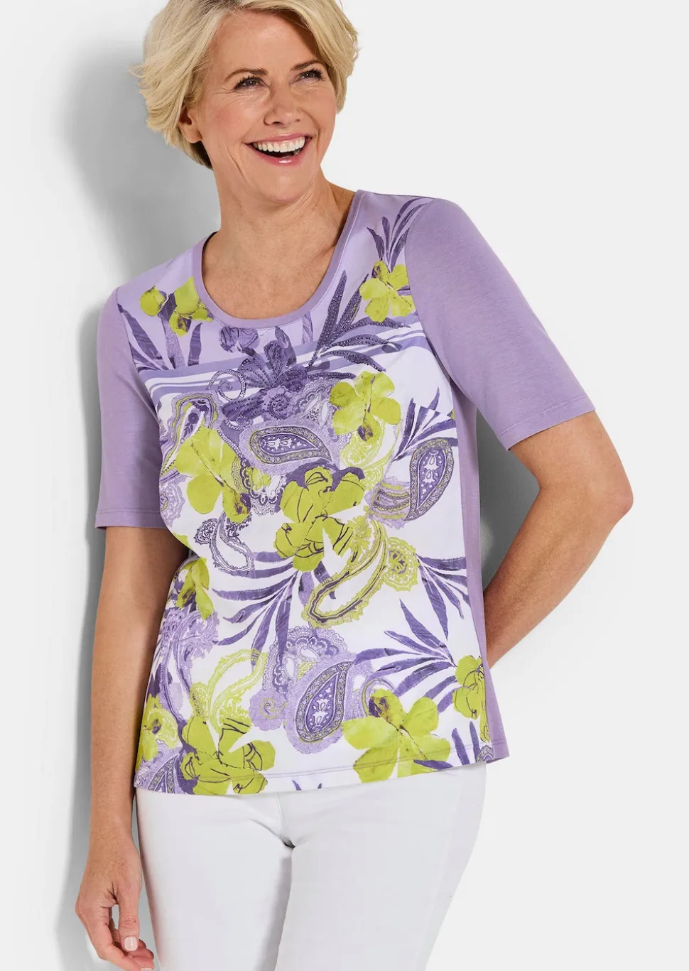Blusenshirt mit Paisley und Strasssteinen