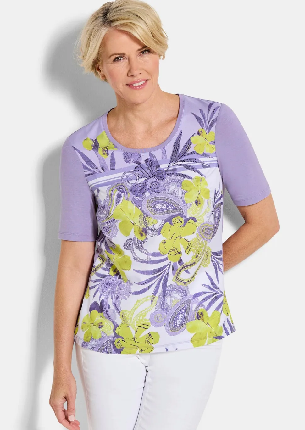Blusenshirt mit Paisley und Strasssteinen