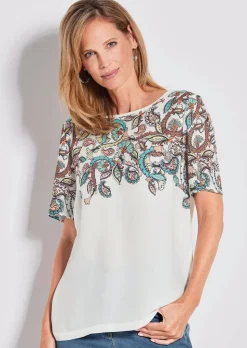 Blusenshirt mit platziertem Paisley-Muster