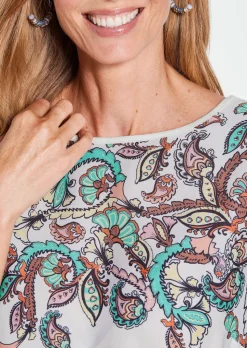Blusenshirt mit platziertem Paisley-Muster