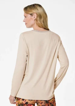 Blusenshirt mit schimmernder Ausschnittblende