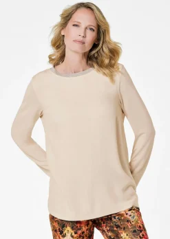 Blusenshirt mit schimmernder Ausschnittblende