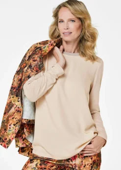 Blusenshirt mit schimmernder Ausschnittblende
