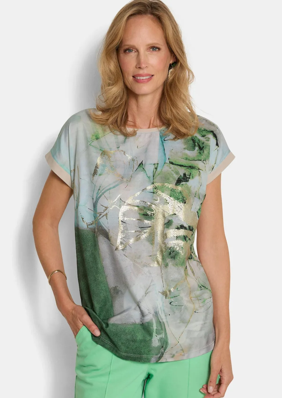 Blusenshirt mit U-Boot-Ausschnitt