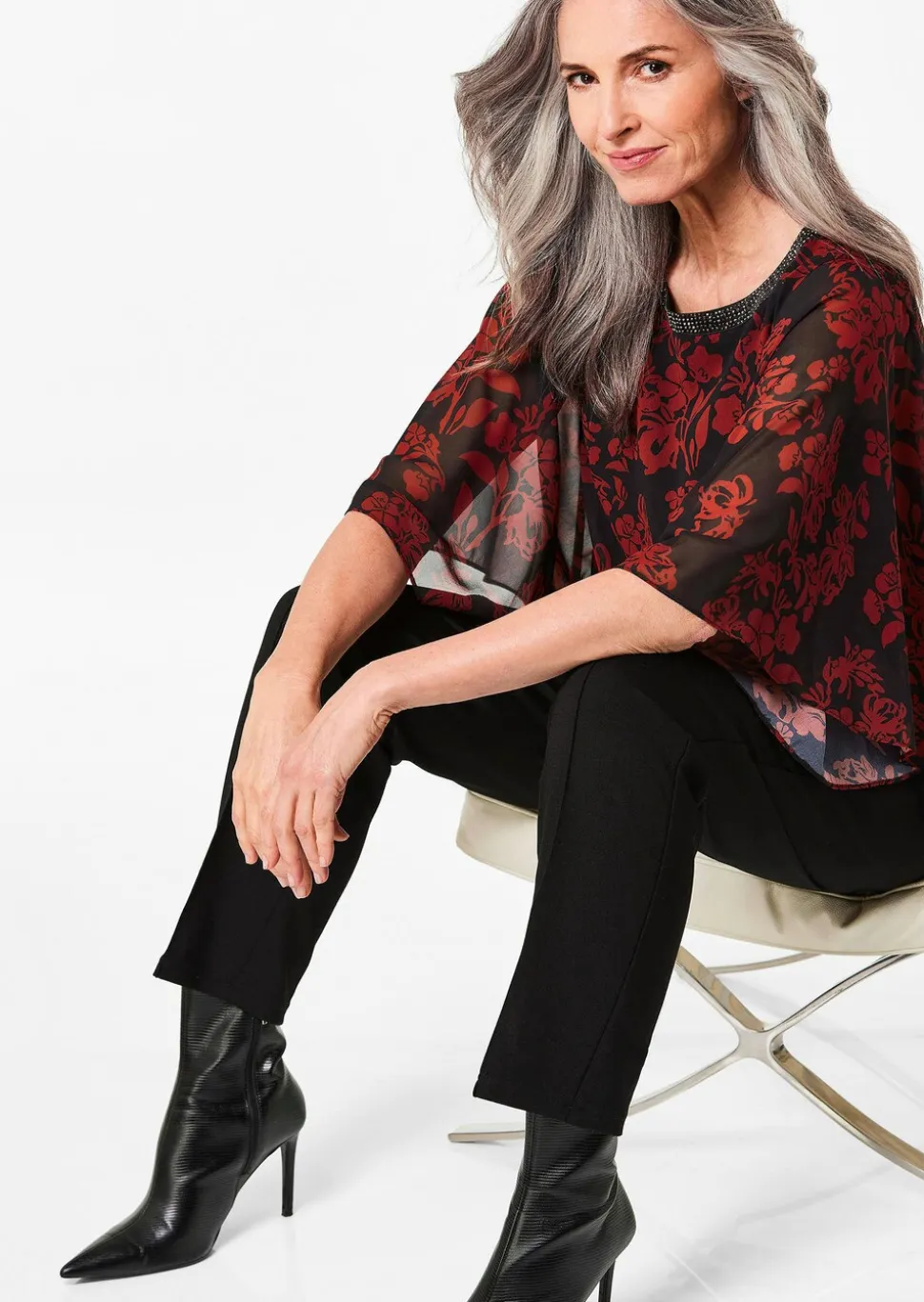 Blusenshirt mit weiten Chiffon-Ärmeln