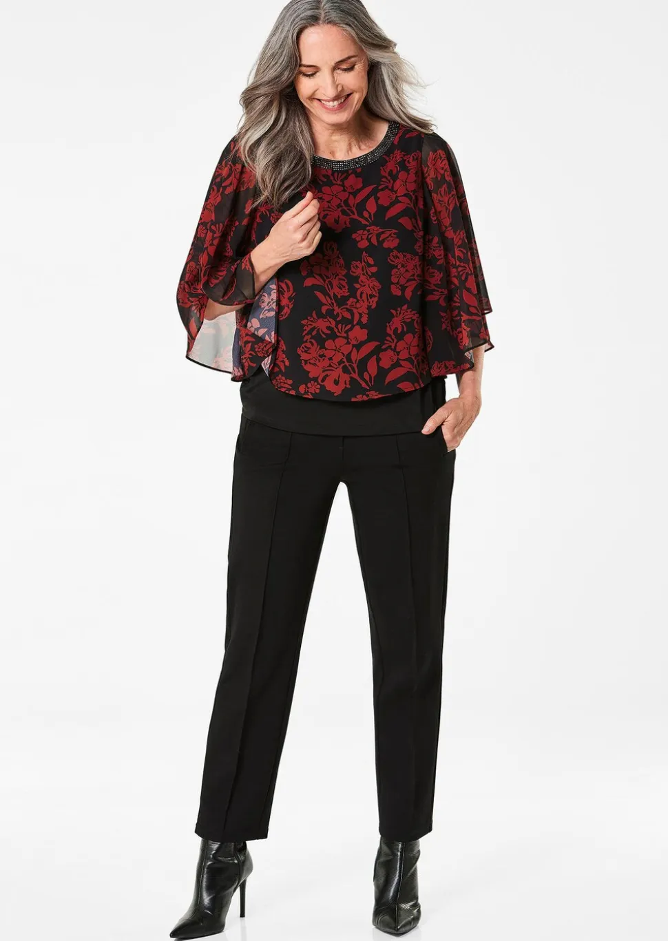 Blusenshirt mit weiten Chiffon-Ärmeln