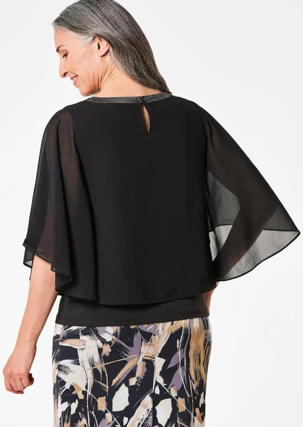 Blusenshirt mit weiten Chiffon-Ärmeln