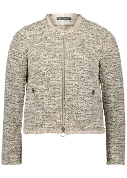 Bouclé-Cardigan mit Reißverschluss