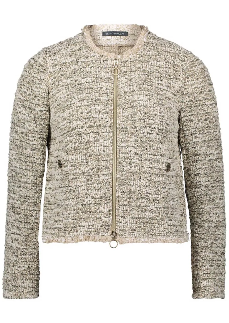 Bouclé-Cardigan mit Reißverschluss