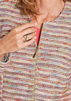 Bouclé-Jacke im Ringel-Look