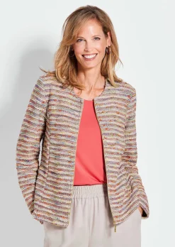 Bouclé-Jacke im Ringel-Look