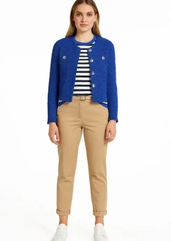 Bouclé-Jacke mit Glanzgarn und Fransensaum