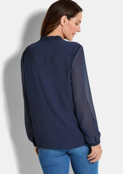 Chiffonbluse mit femininem Ausschnitt