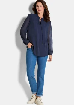 Chiffonbluse mit femininem Ausschnitt