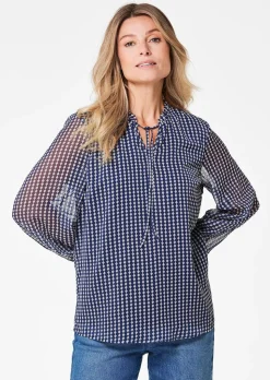 Chiffonbluse mit Gummibündchen