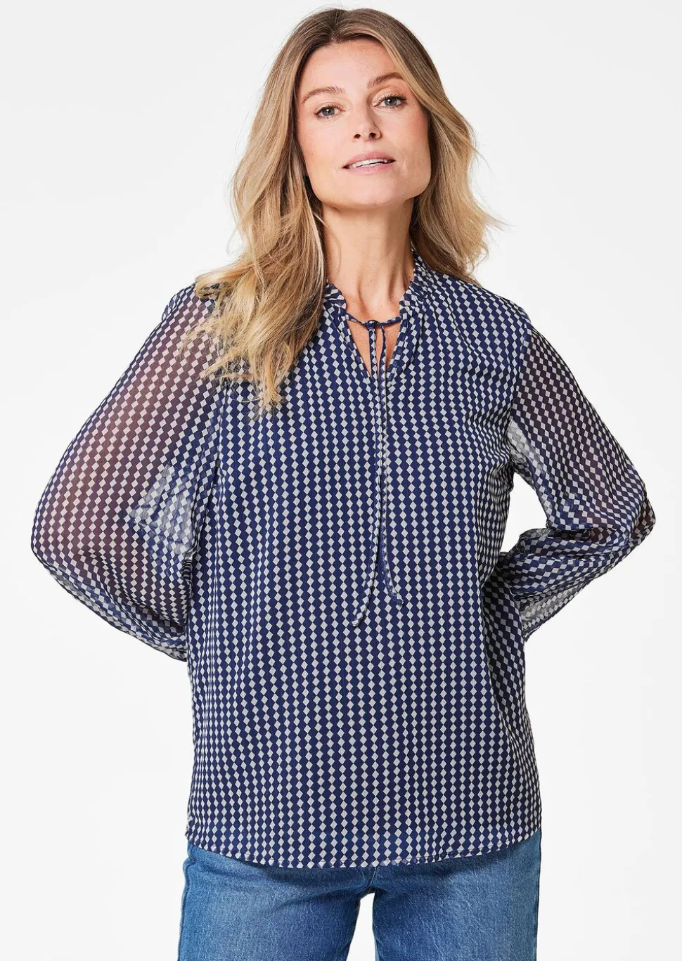 Chiffonbluse mit Gummibündchen