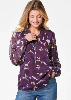 Chiffonbluse mit Gummibündchen