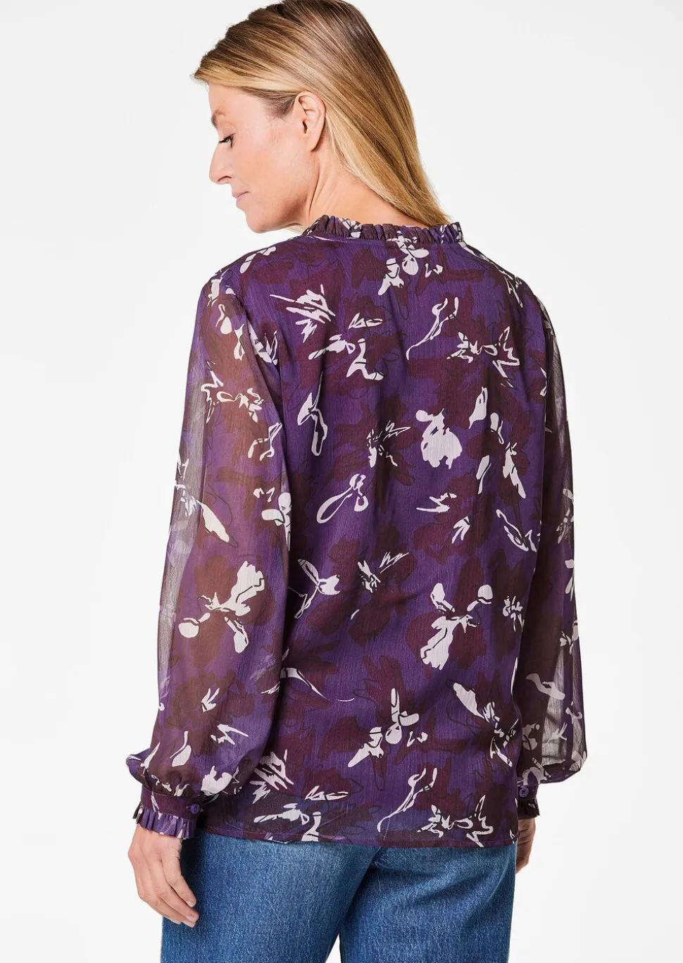 Chiffonbluse mit Gummibündchen