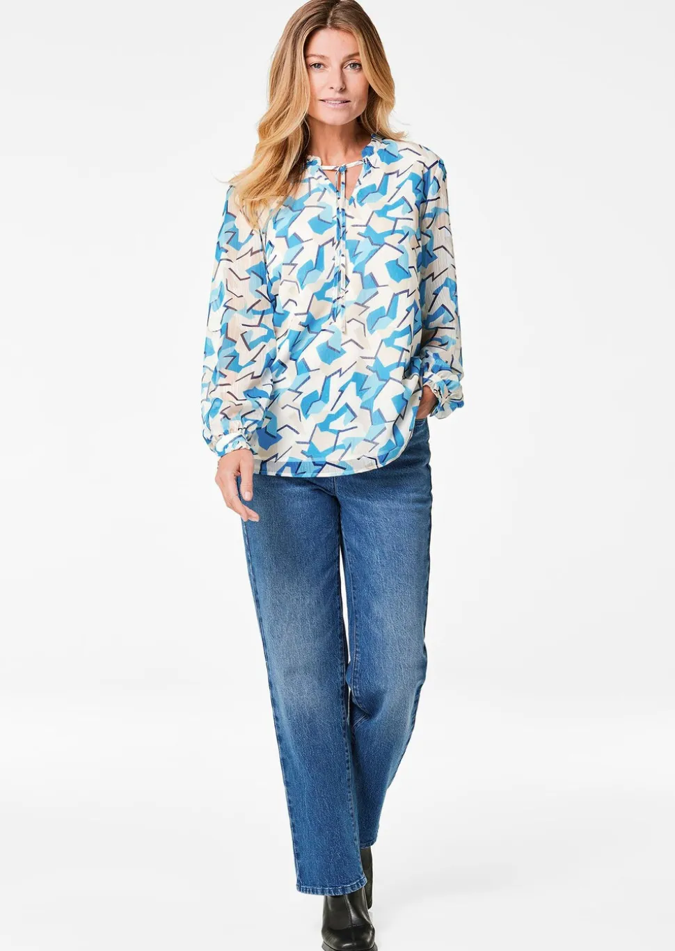 Chiffonbluse mit Gummibündchen