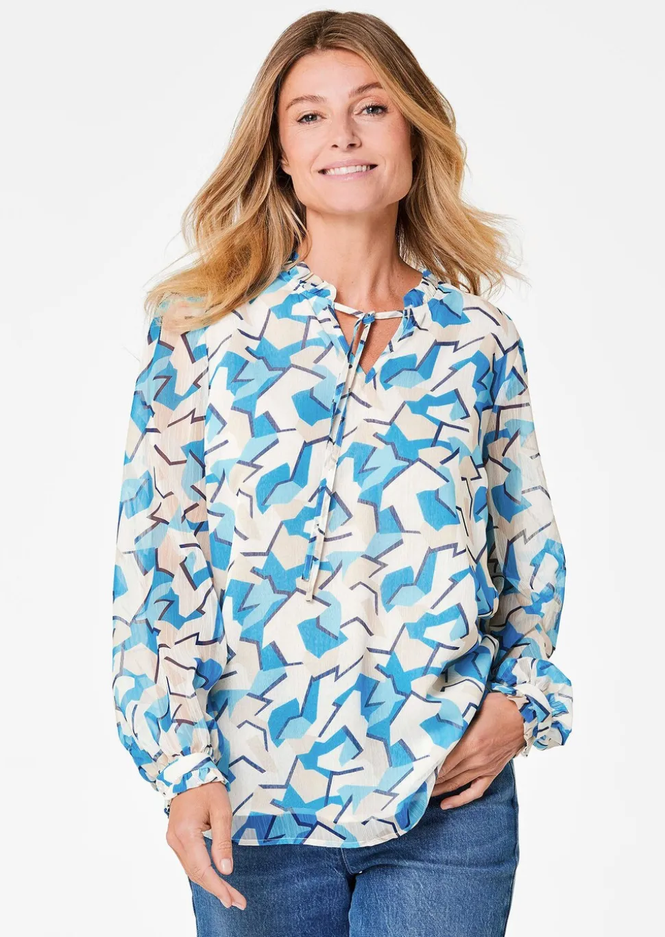 Chiffonbluse mit Gummibündchen