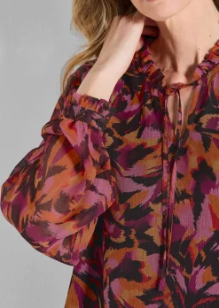 Chiffon-Bluse mit semitransparenten Ärmeln