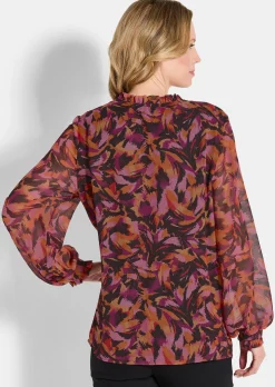Chiffon-Bluse mit semitransparenten Ärmeln