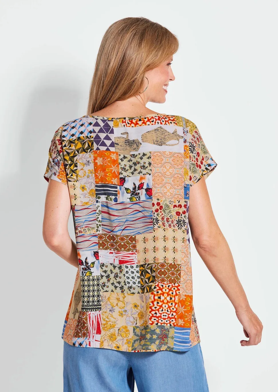 Druckbluse im Patch-Print