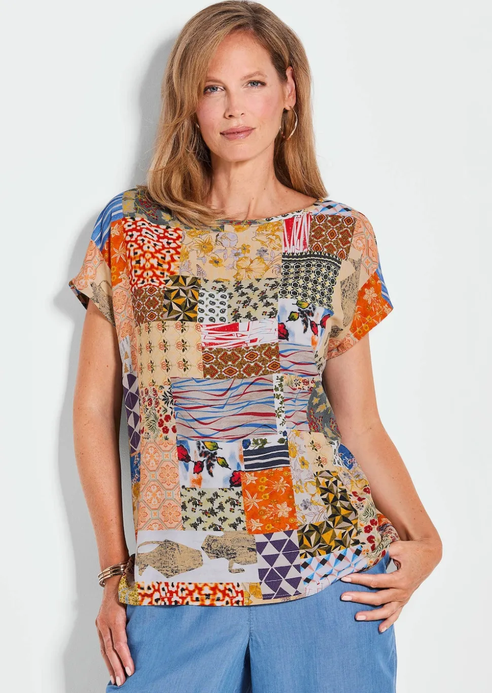 Druckbluse im Patch-Print