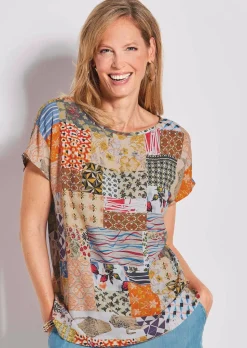 Druckbluse im Patch-Print