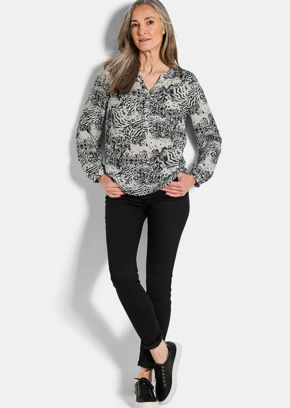 Druckbluse im Unikat-Print