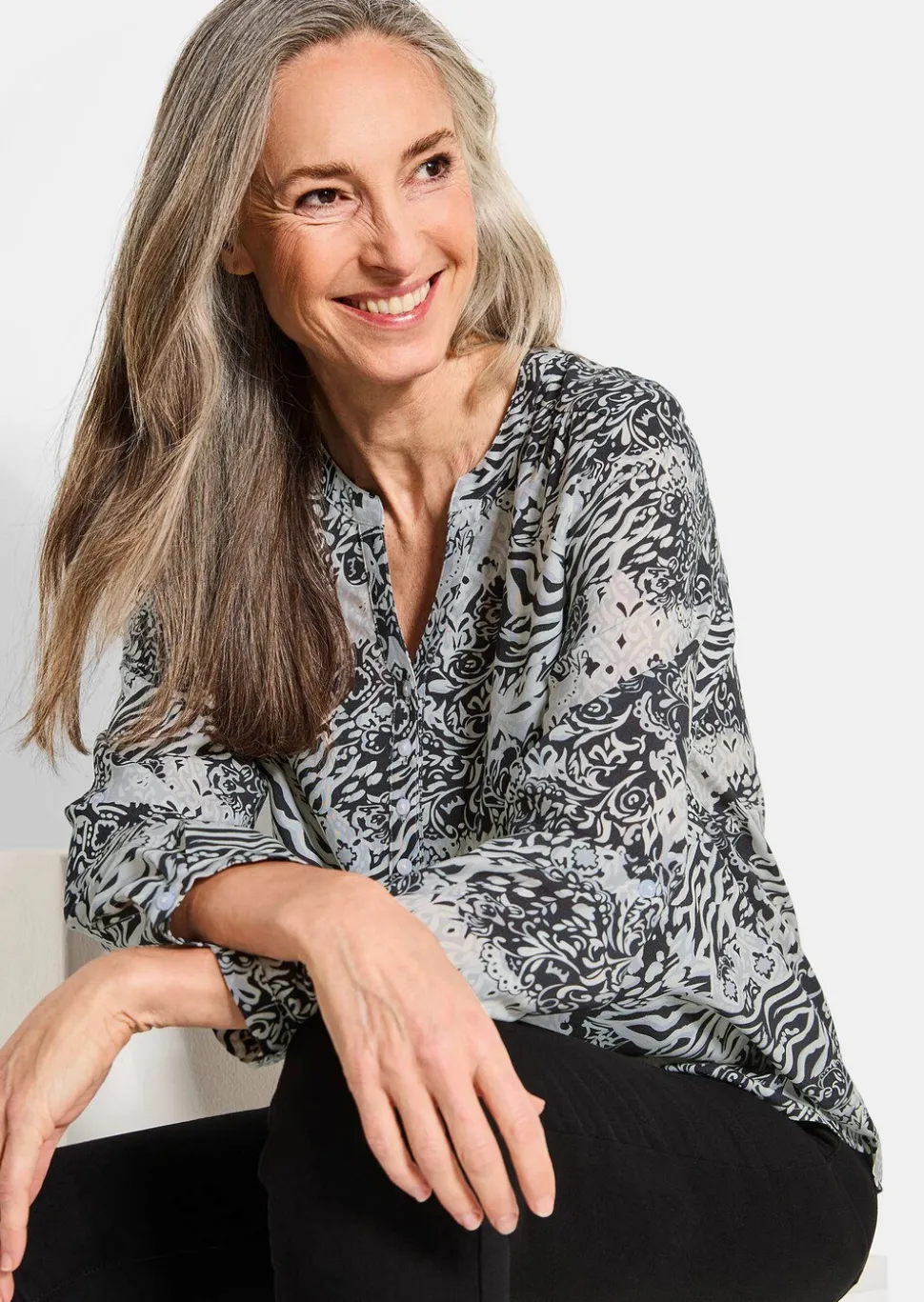 Druckbluse im Unikat-Print