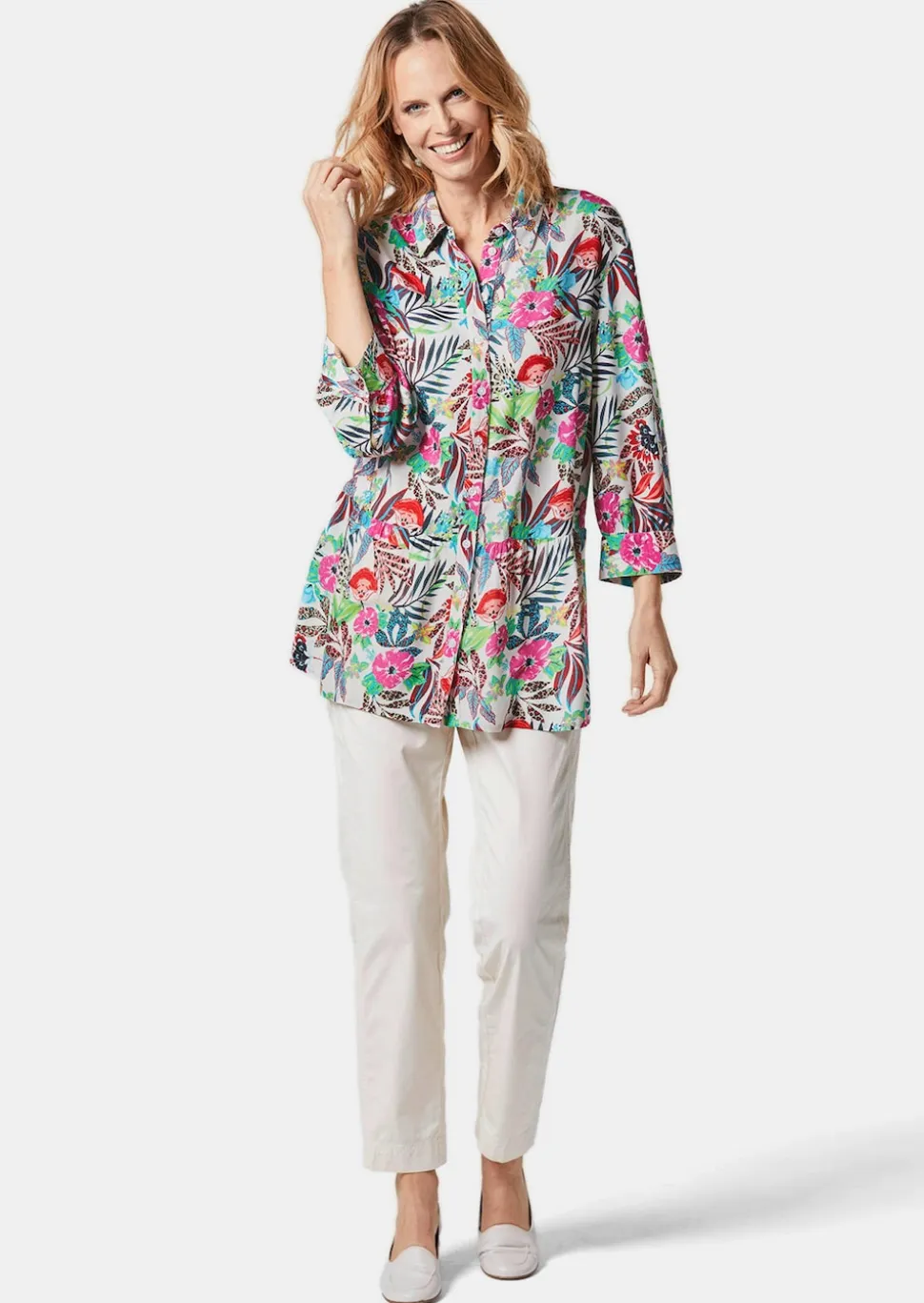 Druckbluse in exotischem Muster