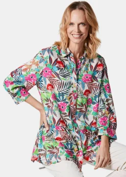 Druckbluse in exotischem Muster