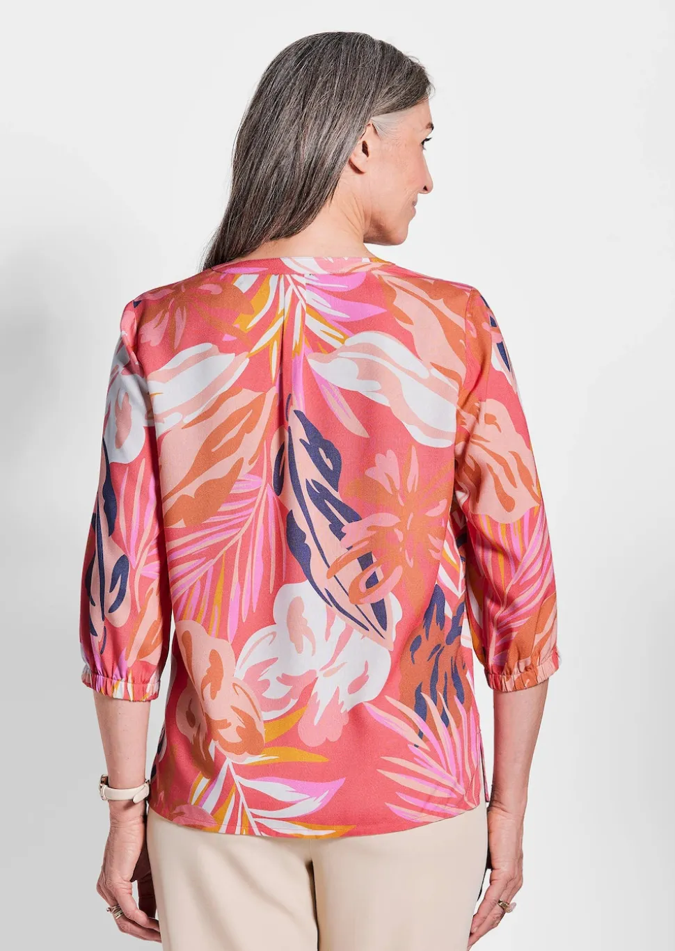 Druckbluse mit Gummibündchen