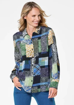 Druckbluse mit Patchmuster