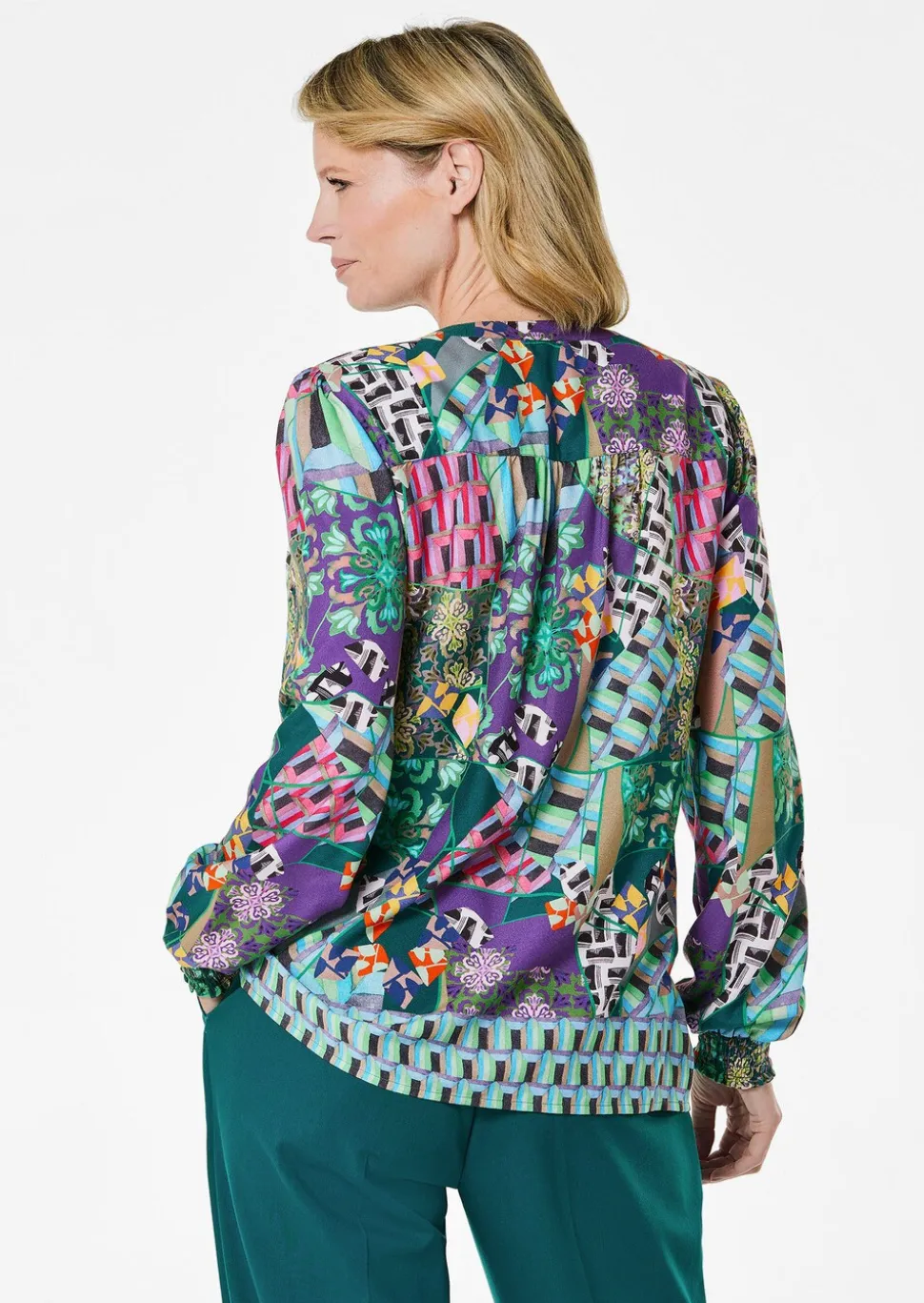 Druckbluse mit Patchmuster