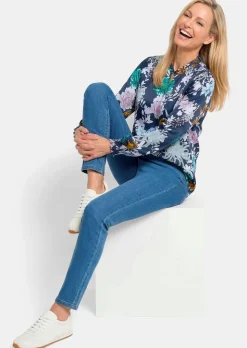 Druckbluse mit Smok-Details