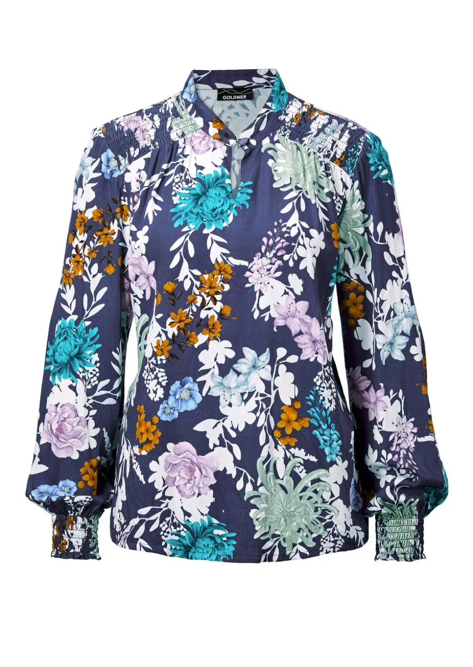 Druckbluse mit Smok-Details