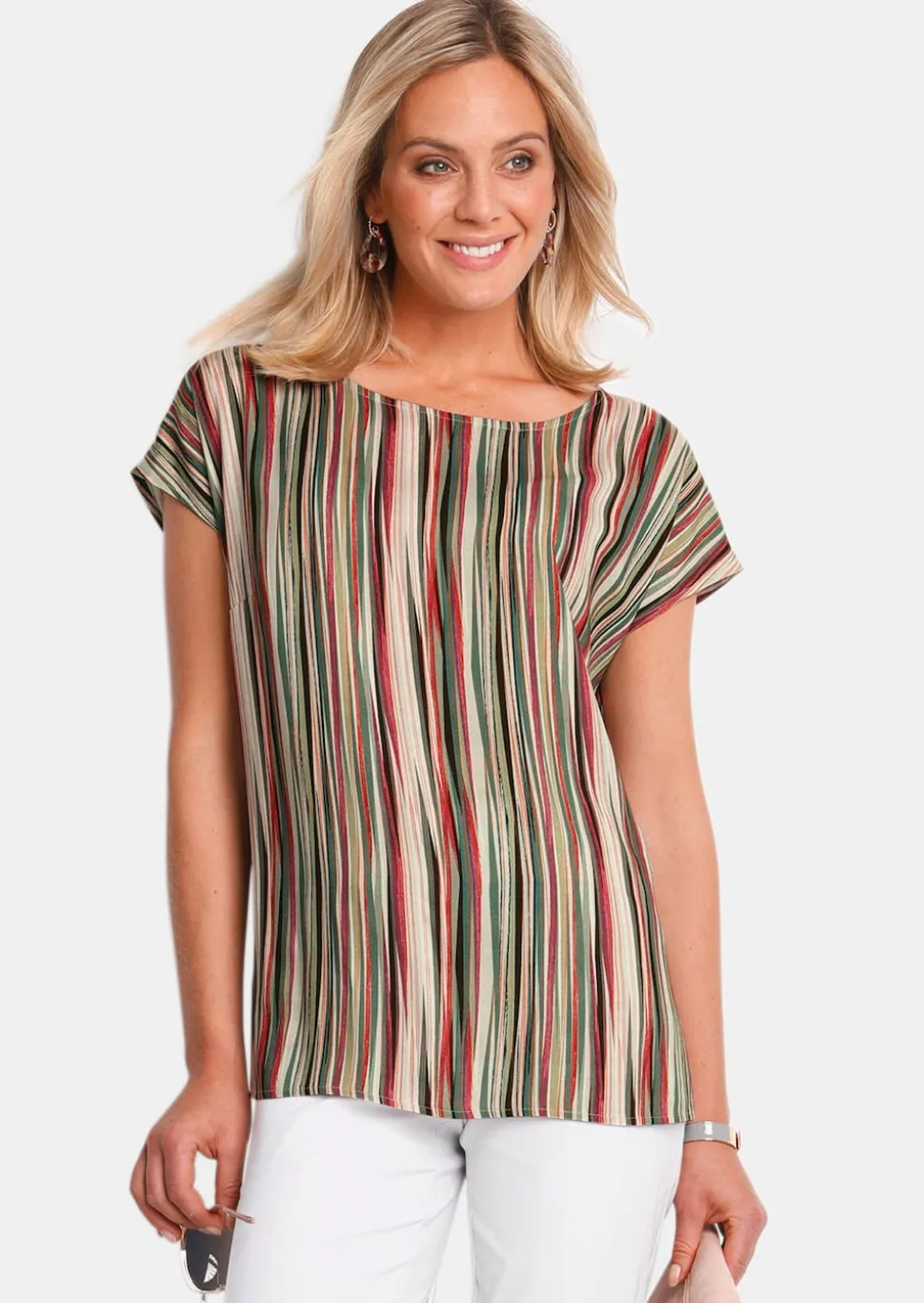 Druckbluse mit Streifendruck