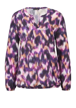 Druckbluse mit Tunika-Ausschnitt