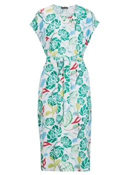 Druckkleid mit Alloverprint & Bindegürtel