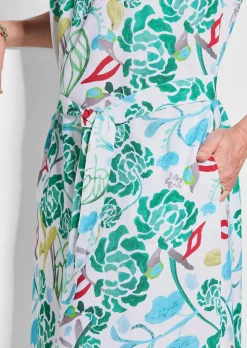 Druckkleid mit Alloverprint & Bindegürtel