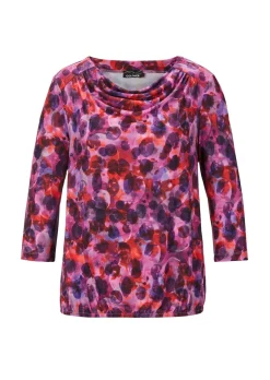 Druckshirt mit Wasserfallausschnitt