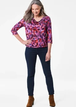 Druckshirt mit Wasserfallausschnitt